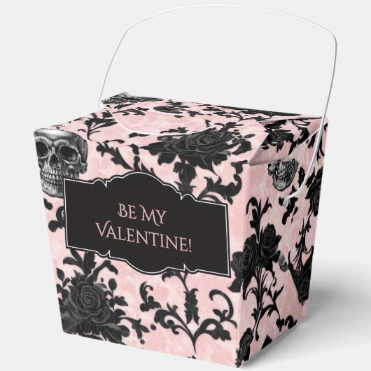 Pink and Black Goth Skulls and Roses Favor Boxes Geschenkschachtel (Vorderseite)