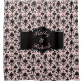 Pink and Black Goth Skulls and Roses Personalized Duschvorhang (Vorderseite)
