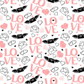 Pink and Black Hearts Love Lettering Valentine   Tischdecke