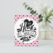 Pink and Black Hearts Quote Valentines Day    Postkarte (Stehend Vorderseite)