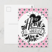Pink and Black Hearts Quote Valentines Day    Postkarte (Vorne/Hinten)