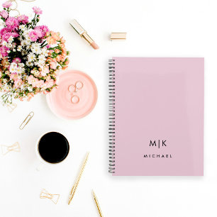 Pink and Black Modern Monogram Planer