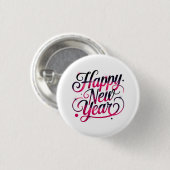 Pink and Black New Year 2026 Script Badge Button (Vorne & Hinten)