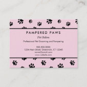 Pink and Black Paw Prints Professional Pet Salon Treuekarte (Vorderseite)
