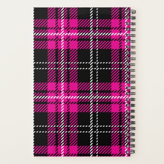 Pink and Black Plaid Planner Notebook Planer (Rückseite)