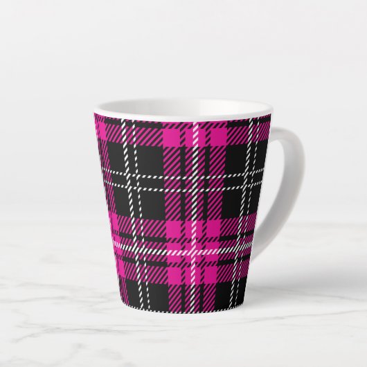 Pink and Black Plaid Print Coffee Mug Cup Milchtasse (Rechte Ecke)