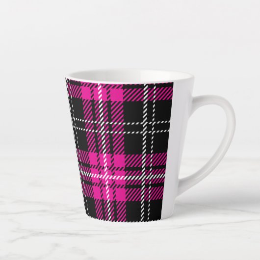 Pink and Black Plaid Print Coffee Mug Cup Milchtasse (Rechts)