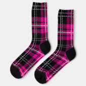 Pink and Black Plaid Tartan Pattern Design Socken (Linkes Detail)