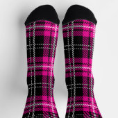 Pink and Black Plaid Tartan Pattern Design Socken (Oben)