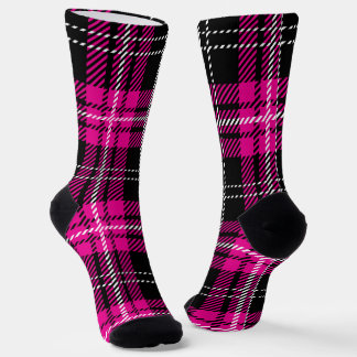 Pink and Black Plaid Tartan Pattern Design Socken