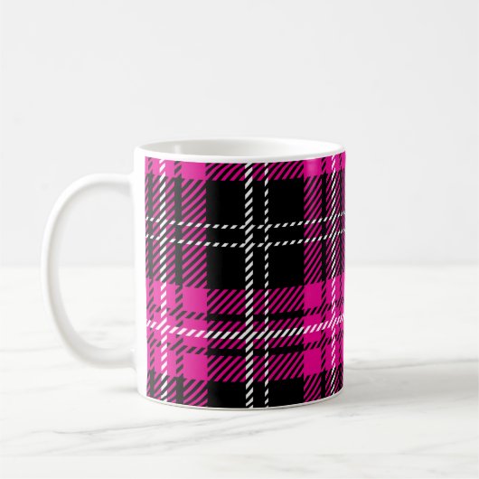 Pink and Black Plaid Tartan Print Coffee Cup Mug Kaffeetasse (Links)