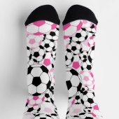 Pink and Black Soccer Ball Print Football Fan Socken (Oben)