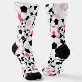 Pink and Black Soccer Ball Print Football Fan Socken (Gewinkelt)
