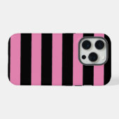 Pink and Black Stripes  iPhone Hülle (Rückseite (Horizontal))
