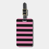 Pink and Black Stripes Luggage Tag Gepäckanhänger (Vorderseite vertikal)