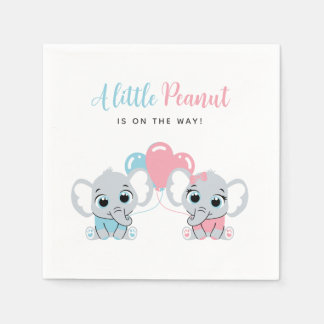 Pink and Blue Baby Elephant Balloon Gender Reveal Serviette