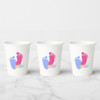 Pink and Blue Baby Footprints Pappbecher
