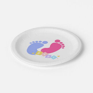 Pink and Blue Baby Footprints Pappteller