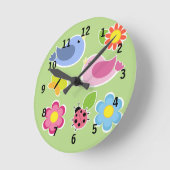 Pink and Blue Bird(Medium) Wall Clock Runde Wanduhr (Winkel)