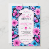Pink and Blue Butterfly Bridal Shower Invitation Einladung (Vorderseite)