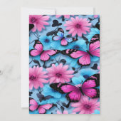 Pink and Blue Butterfly Bridal Shower Invitation Einladung (Rückseite)