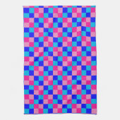 Pink and Blue Checkered Print Geschirrtuch (Vertikal)