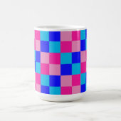 Pink and Blue Checkered Print Kaffeetasse (Mittel)