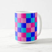 Pink and Blue Checkered Print Kaffeetasse (VorderseiteRechts)