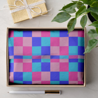 Pink and Blue Checkered Print Seidenpapier