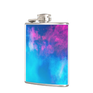 Pink and Blue Colored Smoke Zazzle _Growshop Flachmann