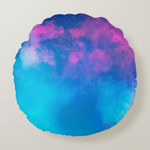 Pink and Blue Colored Smoke Zazzle  _Growshop Rundes Kissen