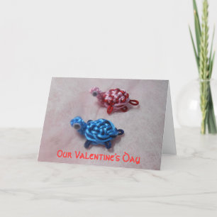 pink and blue cute turtles feiertagskarte
