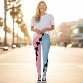 Pink and Blue Diamond Diagonal Leggings