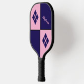 Pink and Blue Diamonds | Custom Modern Geometric Pickleball Schläger (Links)