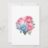 Pink and Blue Floral Bridal Shower Einladung (Rückseite)