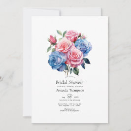 Pink and Blue Floral Bridal Shower Einladung