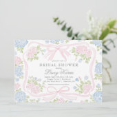 Pink and blue Floral Bridal Shower Invitation,  Einladung (Stehend Vorderseite)