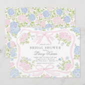 Pink and blue Floral Bridal Shower Invitation,  Einladung (Vorne/Hinten)
