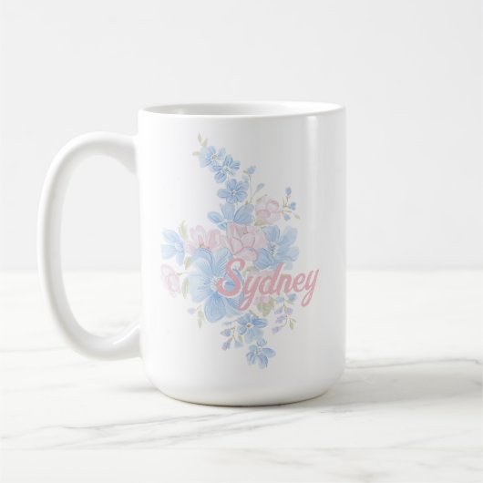 Pink and Blue Floral Grandmillennial | Name Kaffeetasse (Links)