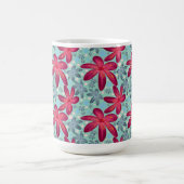 Pink and Blue Floral Seamless Pattern Kaffeetasse (Mittel)