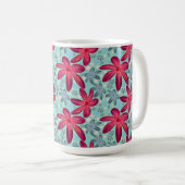 Pink and Blue Floral Seamless Pattern Kaffeetasse (VorderseiteRechts)