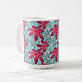 Pink and Blue Floral Seamless Pattern Kaffeetasse (Vorderseite Links)