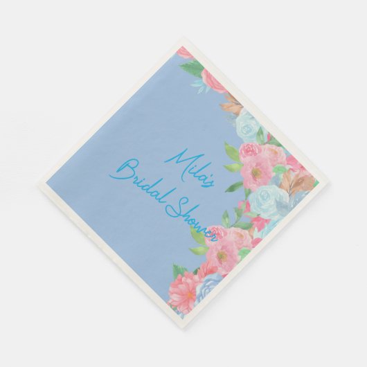 pink and blue floral serviette (Ecke)