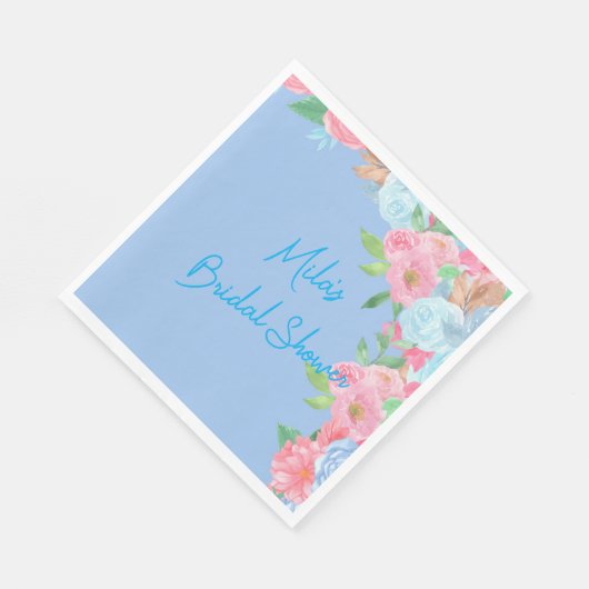 pink and blue floral serviette (Ecke)