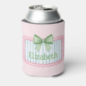 Pink and Blue Frame With Green Gingham Bow Dosenkühler (Kanne Rückseite)