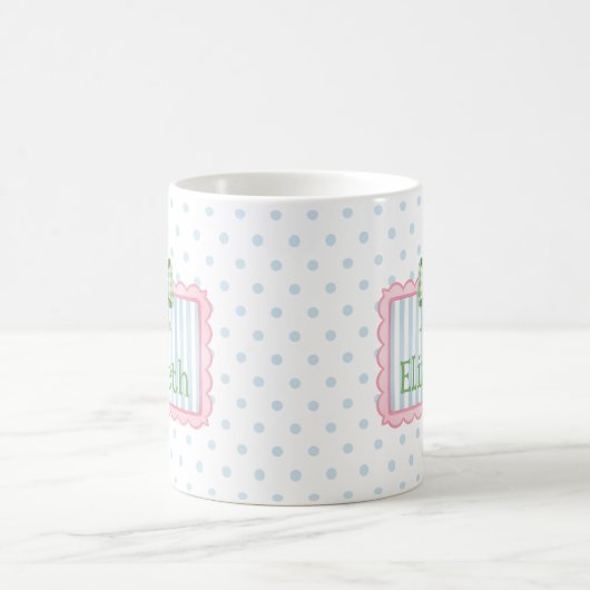 Pink and Blue Frame With Green Gingham Bow Kaffeetasse (Mittel)