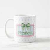 Pink and Blue Frame With Green Gingham Bow Kaffeetasse (Links)