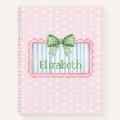 Pink and Blue Frame With Green Gingham Bow Notizblock (Vorderseite)
