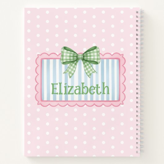 Pink and Blue Frame With Green Gingham Bow Notizblock (Rückseite)