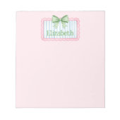 Pink and Blue Frame With Green Gingham Bow Notizblock (Vorderseite)